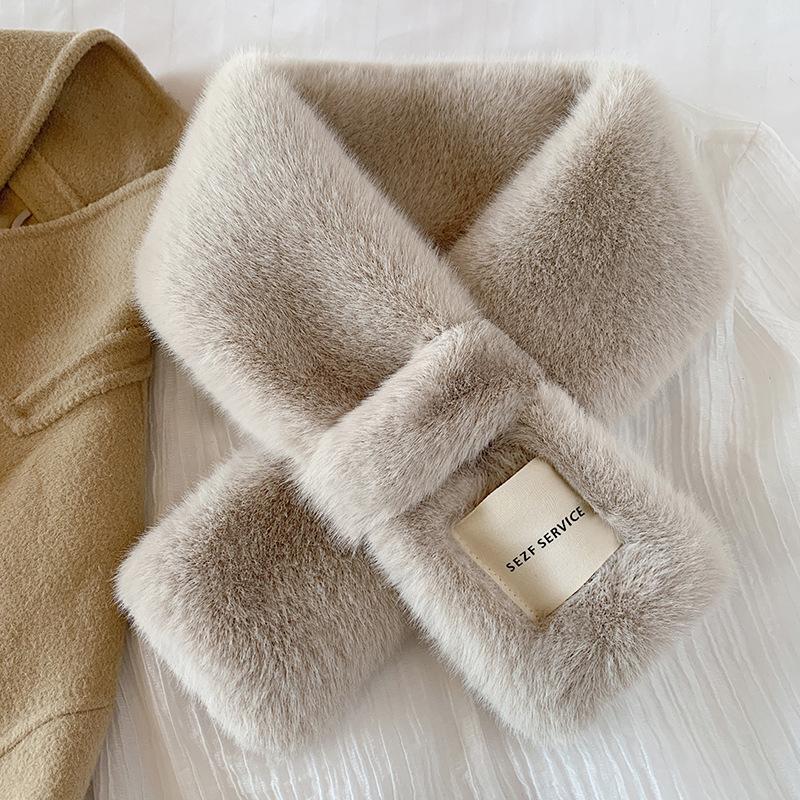 Korean-Style Faux Rabbit Fur Thick Winter Scarf - Super Warm & Stylish Neck Warmer