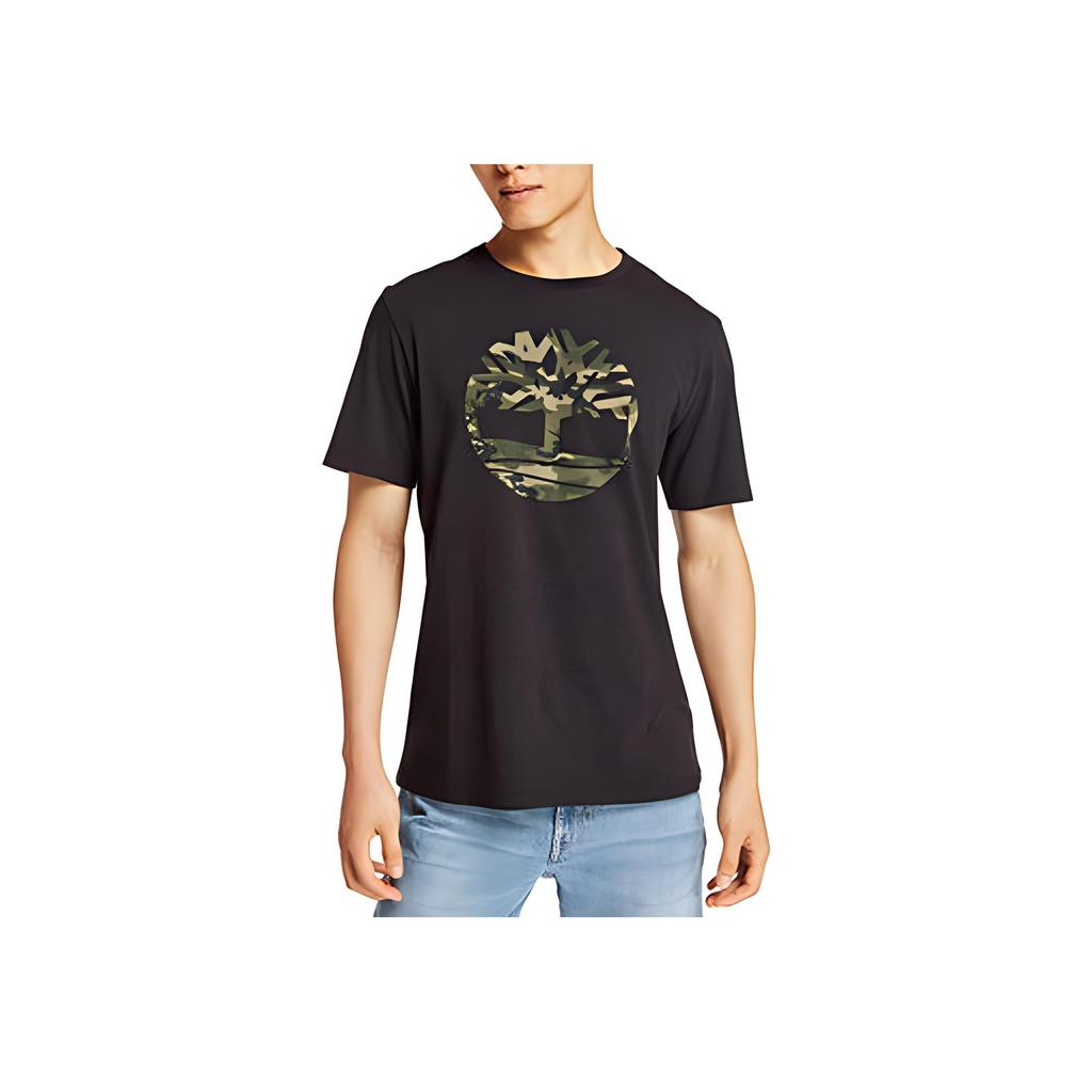 Timberland Camouflage Baumdruck Kurzarm Drop Shoulder T-Shirt Herren Oberteile Schwarz A2B4P001