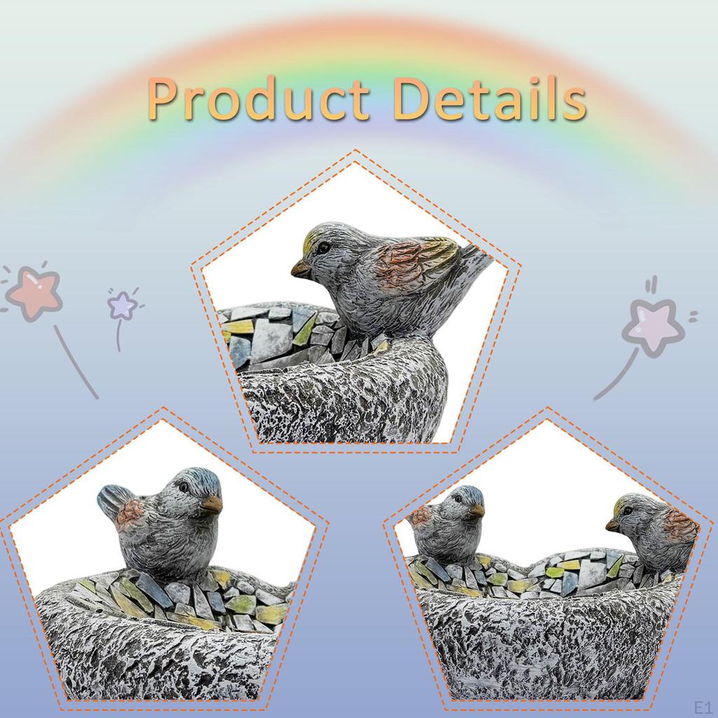 Bird Bath Feeder Dish Garden Statue Decorative Resin Birdbath Birdfeeder for Courtyard Yard