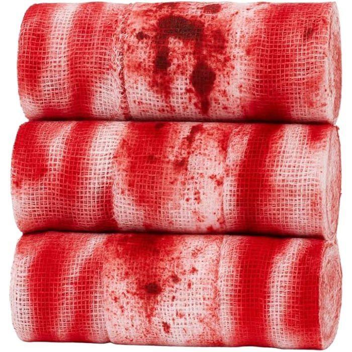 

Lot de 3 Bandages Sanglants Rouge et Blanc de 2 Mètres Halloween pour Déguisement ou Décoration