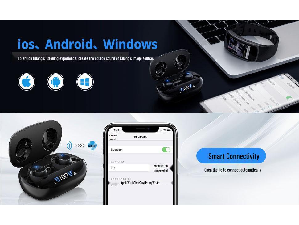 New TWS Wireless Bluetooth 5.3 Earbuds: Mini Sports Noise-Cancelling Digital Display