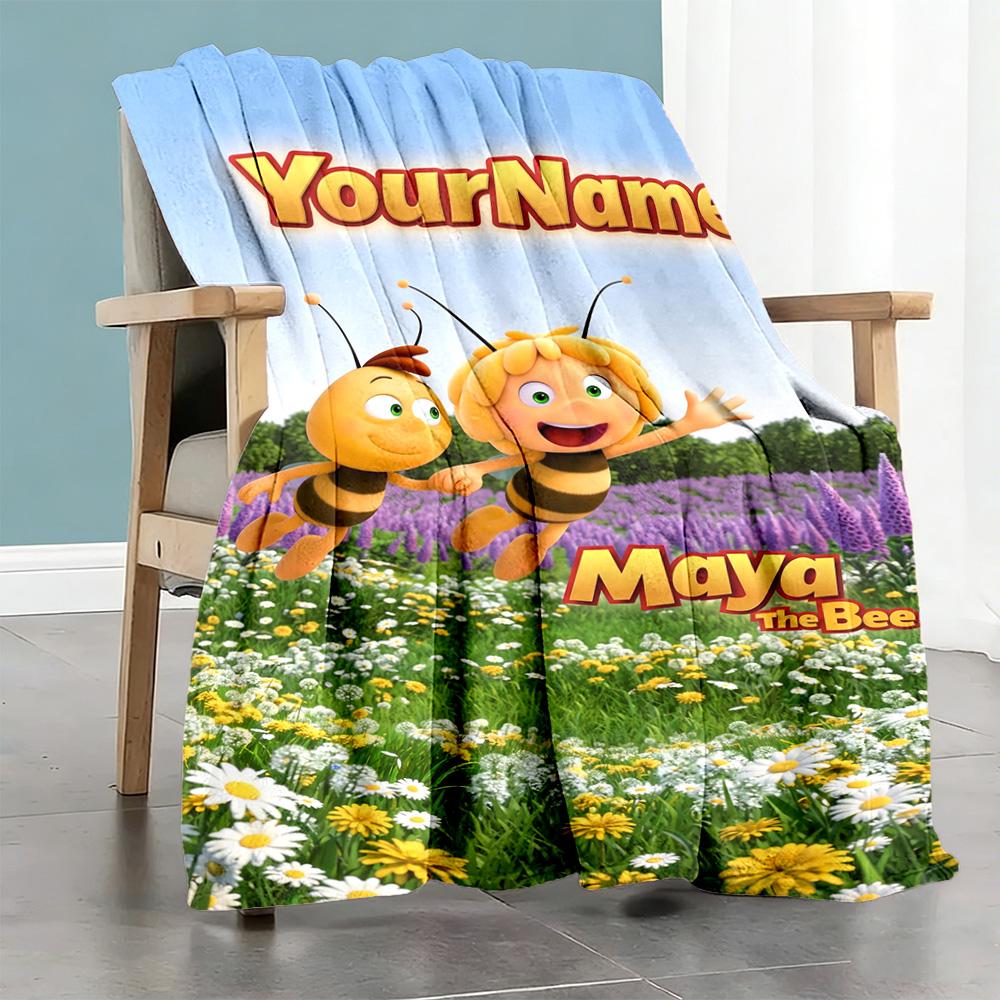 Biene Maja Customize Your Name Blanket Cozy Customizable Blanket Warmthful Decor Perfect for Office Office Chair Living Room Home Decor