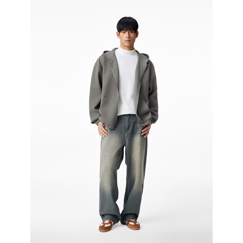 Bodydream Gender-Neutral Air Layer Cardigan Hooded Couple Sweatshirt Loose Casual Hoodie Versatile Jacket