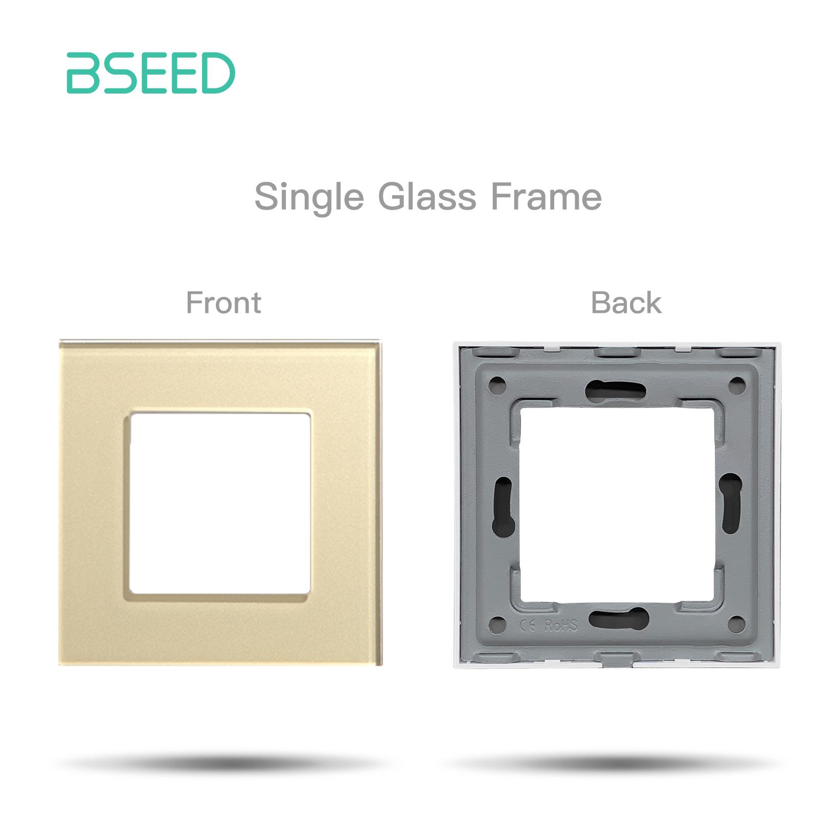 

BSEED EU Standard Wall Glass Frame DIY Parts For Light Switch Sockets Metal Plate Included Crystal Panel Only 86/157/228mm EU standard