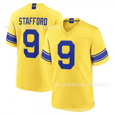 Mens Football Jersey LA Rams 9 Stafford Yellow Sports Shirt All