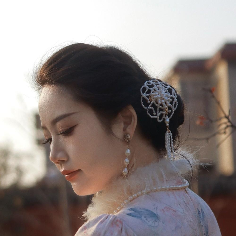 Tassel Cheongsam Headwear Pearl Hanfu Hairpin Temperament Chinese Style Hair Clip Daily