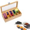 Wood Tea Box Bag Organizer Multifunctional with Clear Window for Sugar Packets Countertop