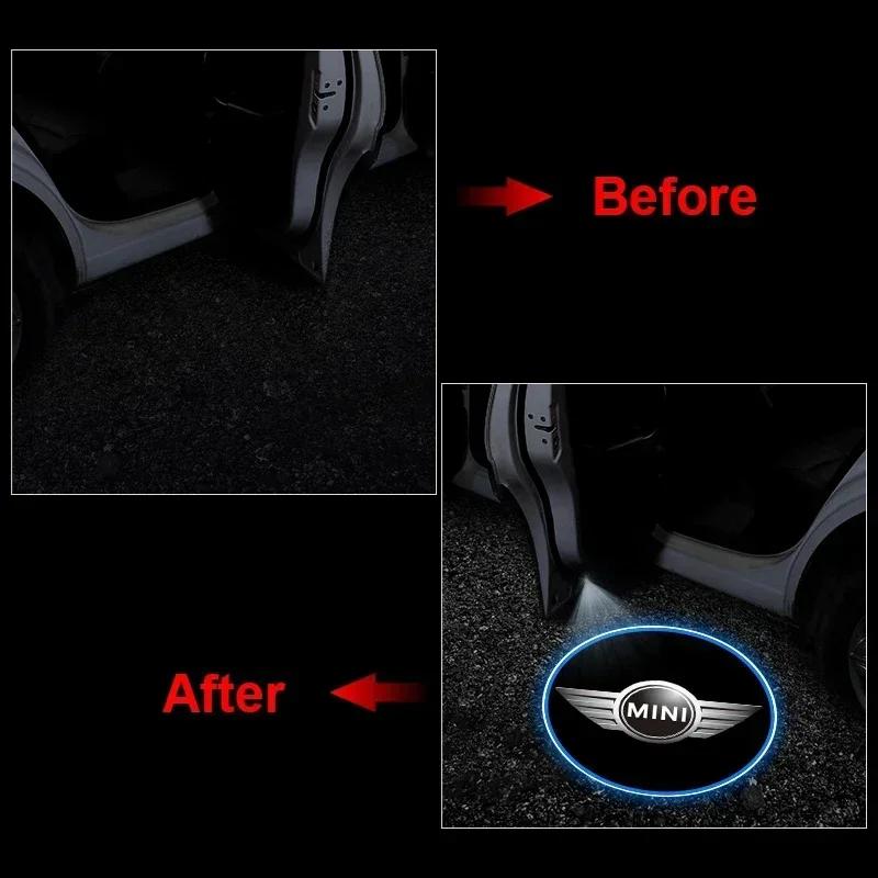 B4 A5 For Bmw Mini 1/2PC Car Logo Wireless Welcome Light Door Projector LED Shadow Lights Lamp Auto Accessories For Mini Cooper