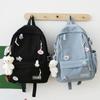 Large Capacity Solid Color Backpack Bear Pendant Shoulder Bag Portable Students School Bag  School