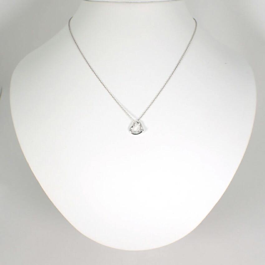 Pre-owned Tiffany & Co. Silver 925 Open Heart Pendant Necklace J79-3