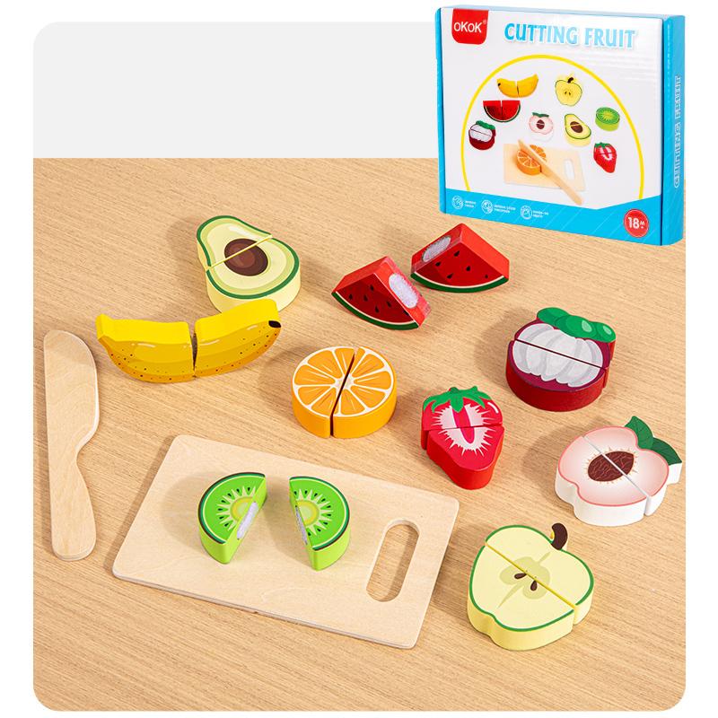 Simulation Kitchen Pretend Fruit Vegetable Ice Cream Food Cutting Toy Wooden Classic Game Montessori Educational Toy For Kids