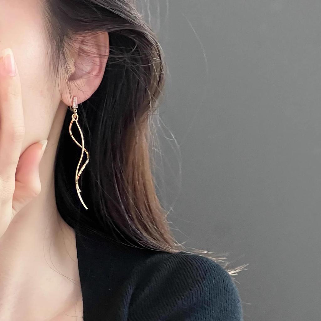 Čínské náušnice s dlouhým střapcem na moskytiéru pro ženy - Bez propíchnutí, Malý čtvercový design, Podzim/Zima