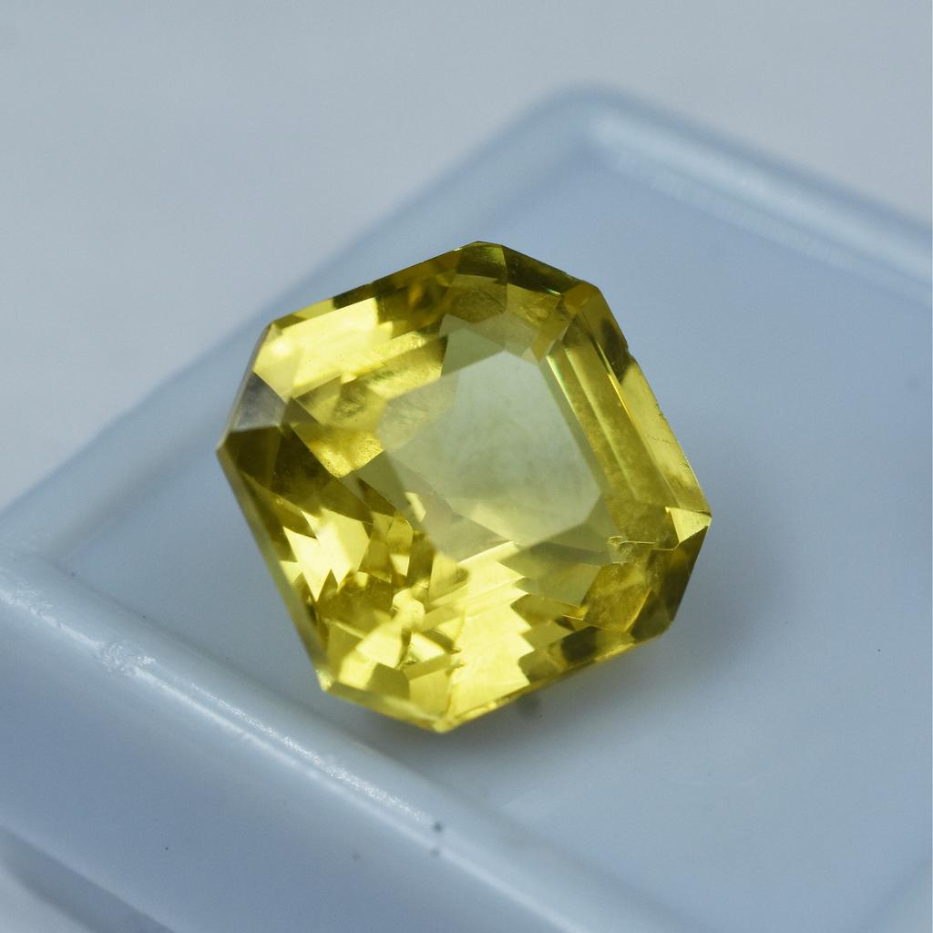 Natural Yellow Sapphire Loose Gemstone Square Shape 10.35 Ct September Birthstone for Jewelry Making