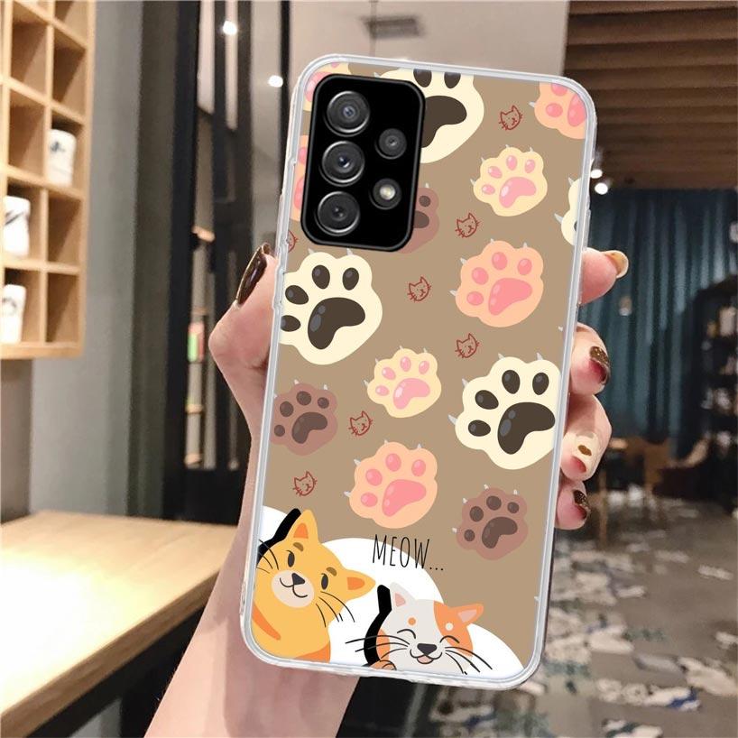 Cat Footprint Funny Paw Cute Soft Phone Case For Samsung Galaxy A52 A42 A32 A12 A22 A51 A50S A30S A20S A10S A71 A41 A31 A21S A40