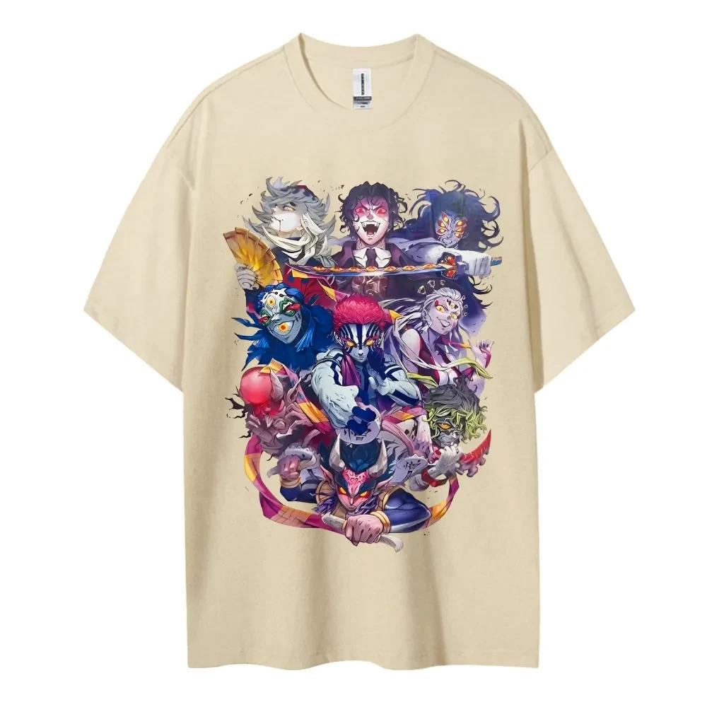Hot Sale Anime Peripherals Demon Slayer Manga Graphic Print Short-sleeved Men Women Cotton Comfortable Soft Loose Casual Oversized Top Summer New Tee