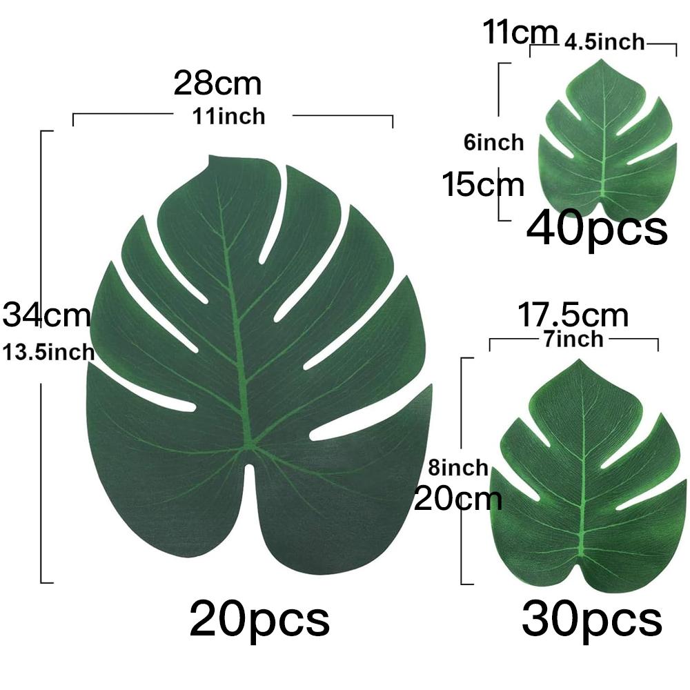 Palm Leaves Artificial Tropical Monstera Plant Fake Leaves Safari Birthday Decorations,Jungle Theme Party Supplies,Faux Green
