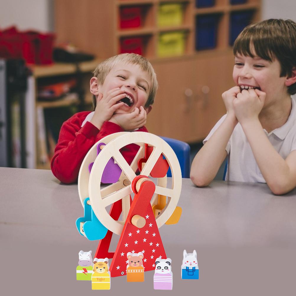 Carnival Wooden Toys Ferris Wheel Toys with Animal Characters Pre Assembled with Sturdy Wood