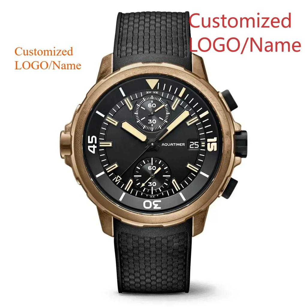 A11 Store Customized Watch   Aquatimer Special External Mens Quartz Chronograph Watch Rotating Bezel Blue Black Rubber  44mm