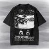 Camiseta Vintage Lavada Ácido Cyberpunk Edgerunners - Camiseta Gráfica David Lucy Moon, Leve-me à Lua, Presente Para Fã de Anime.