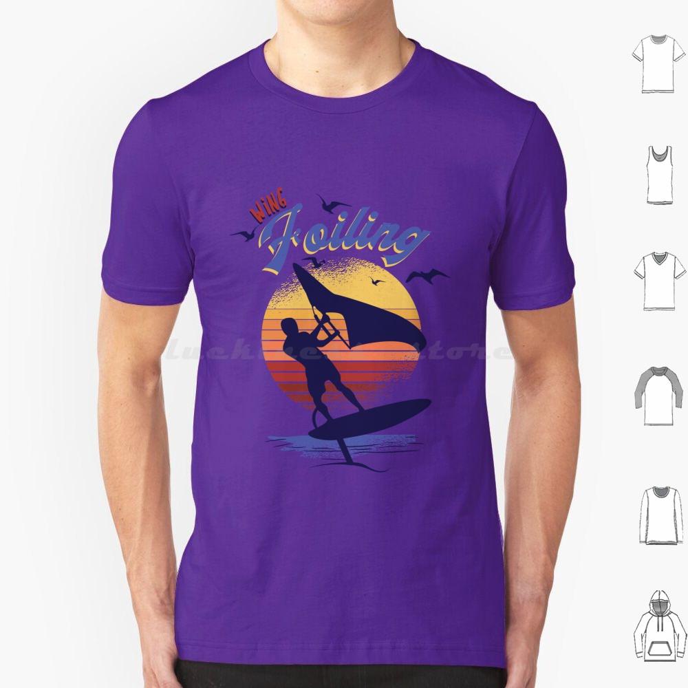 Wing Foiling Surfing Surfer Gift T Shirt Cotton Men Women DIY Print Wing Foiling Wing Foiling Surfing Surfer Idea Vintage Surf S