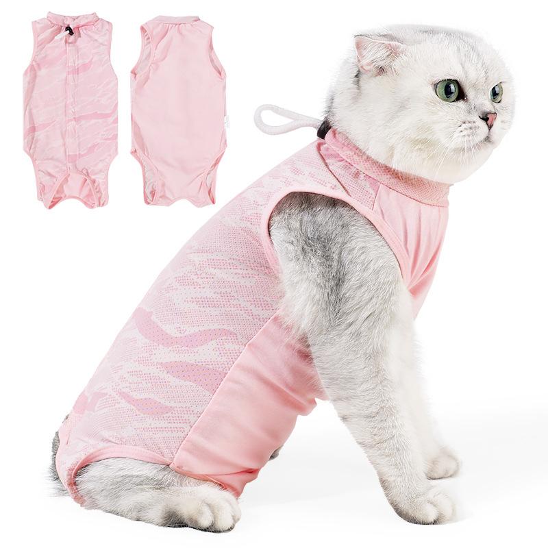 Breathable Soft Nylon Cat Recovery Suit Highly Elastic Ice Silk Anti-licking Adjustable Kitten Surgical Vest Cosas Para Gatos