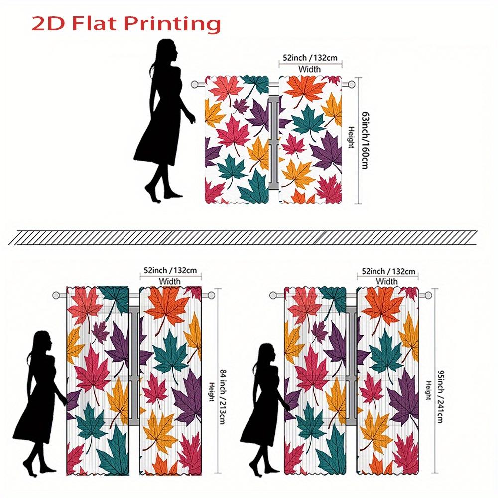 2D Flat   2pcs Autumn Leaf Pattern Colorful Curtains for Bedroom Living Room Rod Pocket Flannel Fabric Home Decor Style Living Ro