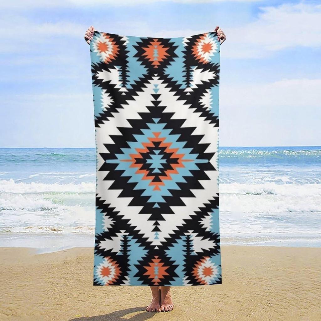 Day of The Dead Kitty Cat Sugar Skull Beach Towel, Cute Oversized Quick Dry Absorbent, Sand Free Lightweight Travel Pool Mat