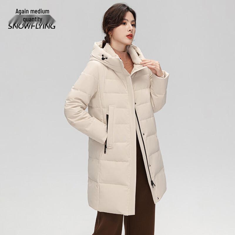 XueZhongFei Women's Mid-Length Hooded Down Jacket