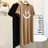 Plus-size Women's Smiling Short-sleeved Dress, Summer Korean Style Loose and Laid-back T-shirt Dress, Nightgown