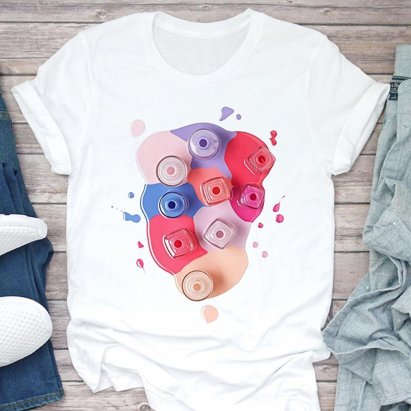 Women T-Shirt 3D Make Up Color Graphic Top Female T Shirt Harajuku Streetwear O-Neck Clothing Casual Ladies Tee Tops Shirts