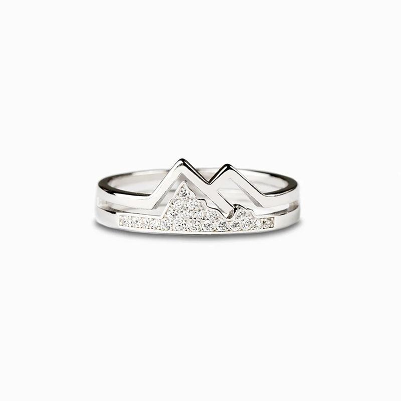 

Double-Layer Inlaid Heart Mountain Peak Couple Ring Female, Simple And Versatile Hipster Cold Wind Zircon Index Finger Ring 10