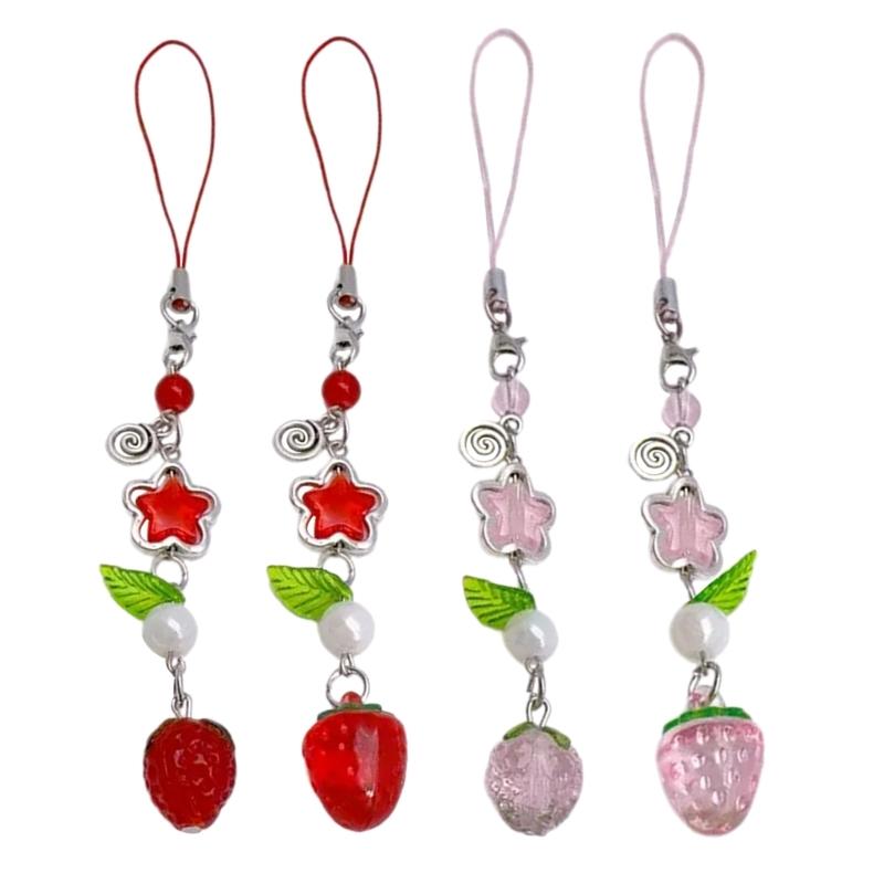 Lovely Strawberry Keychain Strawberry Phone Pendant Unique Bag Charm Sweet Phone Chain Perfect Gift for Fashion Lover