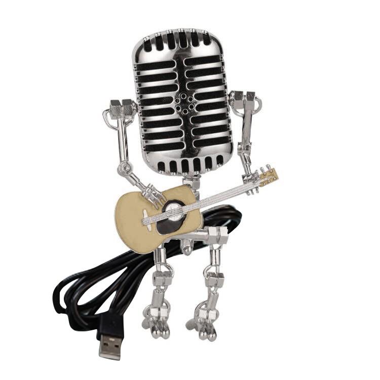 

Retro Robot Desk Lamp Table Lamp, Steampunk Vintage Microphone Robot Lamp Table Lamp Ornaments One Size жовтий