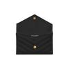 Saint Laurent YSL Monogram Gold Logo Grainy Embossed Quilted Zipper Leather Wallet Card Holder Women wallet Black 612808-BOW01-1000