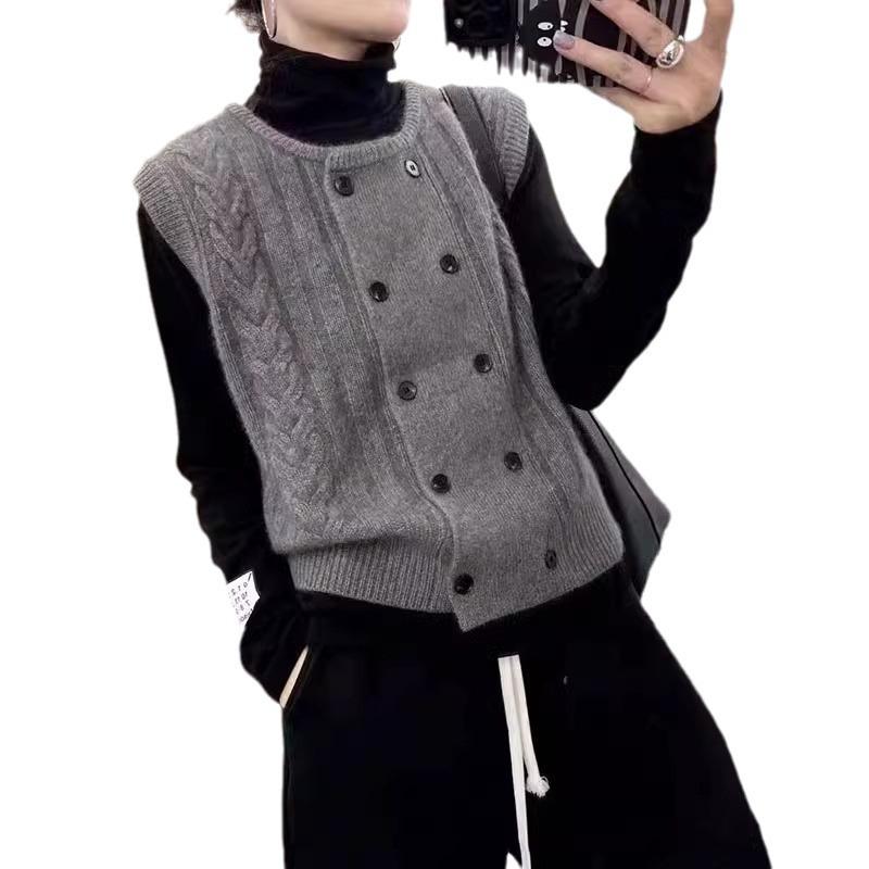 High Grade Sense Twist Sweater Vest Cardigan Women Sweater Autumn Winter New Style Layered Knitted Sleeveless Vest Top