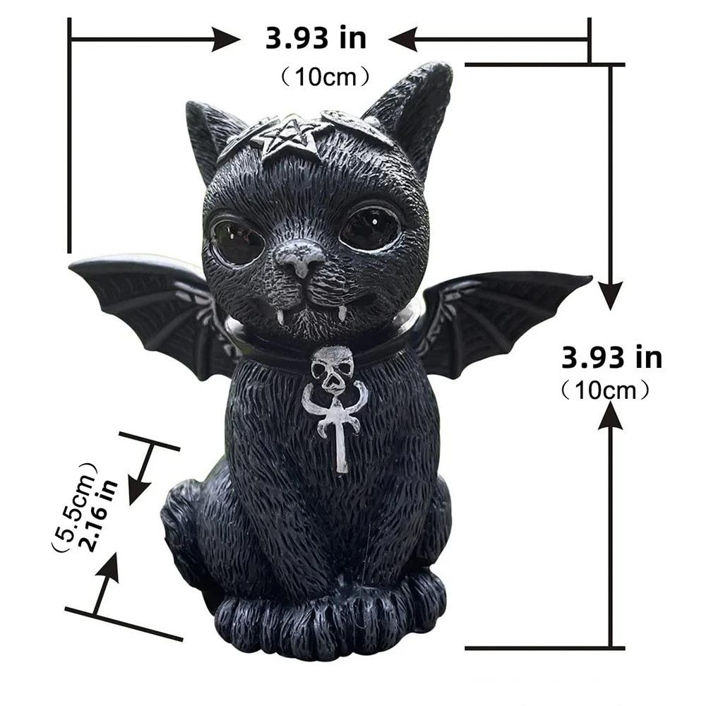 1 Stück Schwarze Katze Statue Hexe Gothic Dekor Handbemalte Skulptur Halloween Schreibtisch Ornament Mysteriöse Niedliche Figur Heimdeko