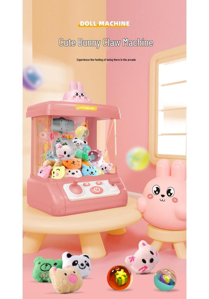 Large Cartoon Rabbit Claw Machine for Kids' Pretend Play - Plush Grab Gashapon Toy.