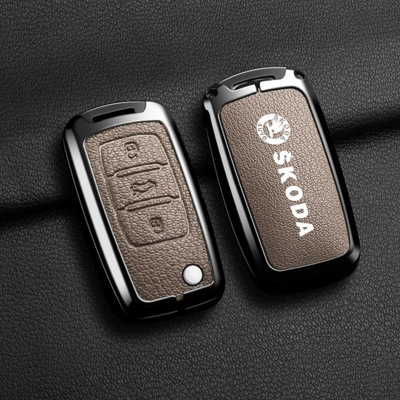 2025 New Car Remote Key Case Full Cover Protector Shell Bag For Skoda Octavia A5 A7 Fabia Superb Kodiaq Karoq Auto Keychain Acce