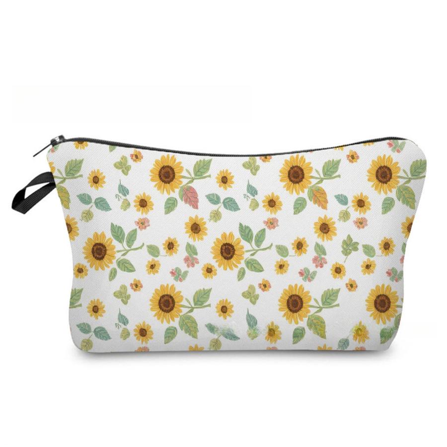 Women Sunflower Print Cosmetic Bag Toiletries Organize Travel Storage Case 6965