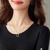 CARBAMMI Women's Slim-Fit Round Neck Knit Sweater