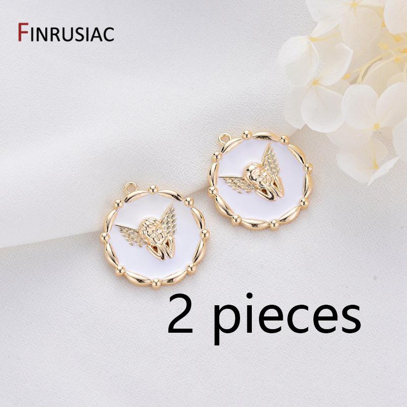 

Round Enamel Angel Wings Girl Fairy Pendant Charms,Copper Metal Gold-Plated DIY Jewelry Pendant Making Accessories Wholesale