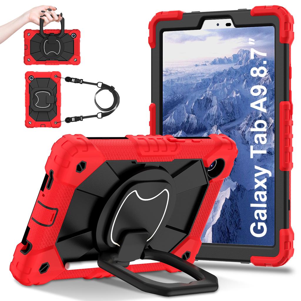 Rotating Heavy Duty Case For Samsung Galaxy Tab A9 8.7" SM-X110 X115 X117 Anti-Slip Armor Cover With Handle Grip Neck Strap