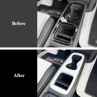 For Volkswagen ID3 Car Interior Modification Central Control Water Cup Panel White Decorative Panel Protective Frame Patch