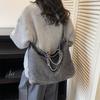 Large Capacity Denim Tote Bag Commuter Handbag Vintage Student Class Shoulder Crossbody Bag
