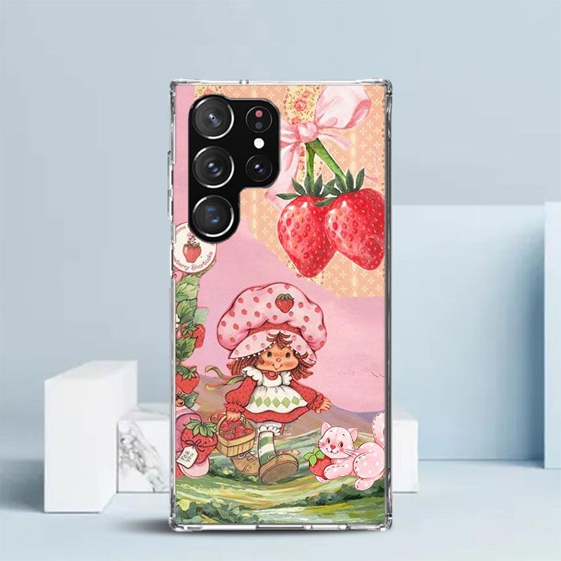 Strawberry Cartoon Girl Soft Cover for Samsung Galaxy S25 Edge S26 S24 S23 Ultra Phone Case S22 S21 Plus S20 FE Print Pattern Sh
