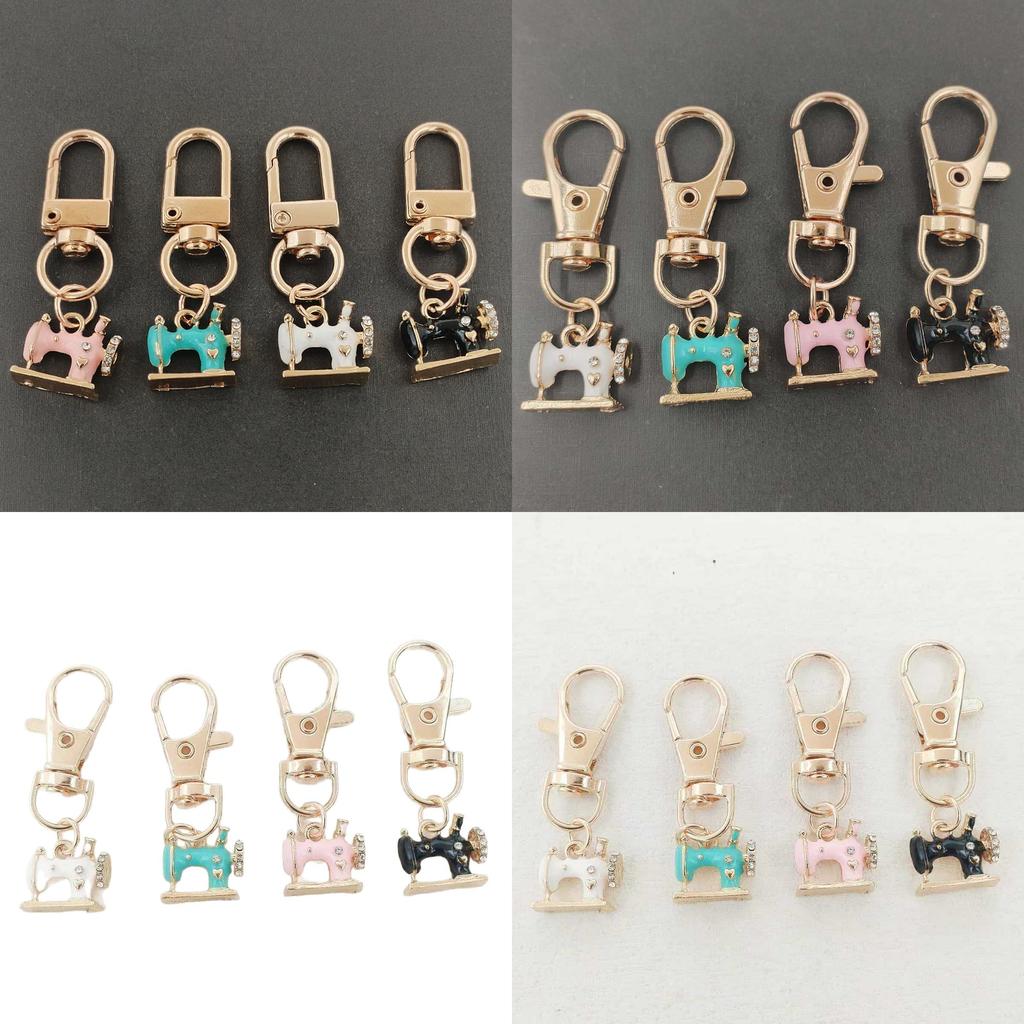 Modern Sewing Machine Glass Keychain With Alloy Pendant For Gift Giving And Daily Use