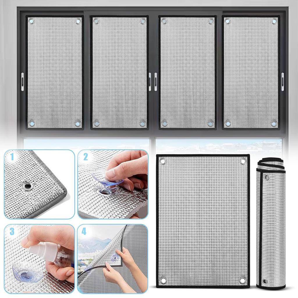 Thickened Reflective Insulation Mat with Reinforced Edges and Metal Eyelets for Secure Attachment Includes Suction Cups for Versatile Use