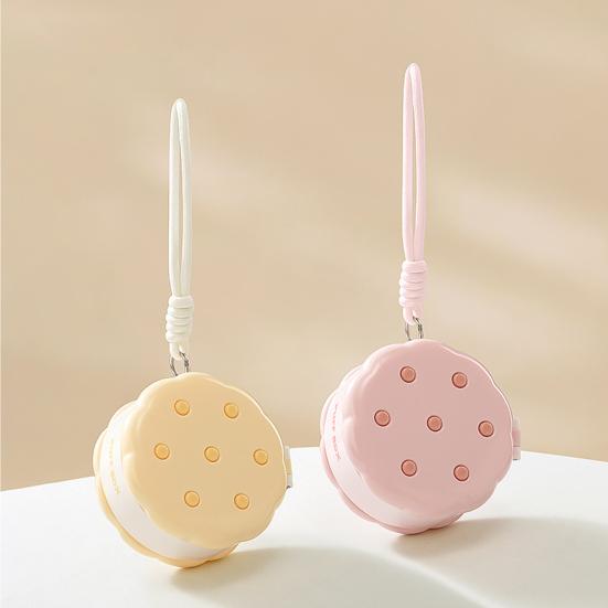 Round Powder Puff Box Double-Tier Wet And Dry Separation Makeup Puff Case Portable Makeup Sponge Organizer with Lanyard for Women Girls Travel Storage