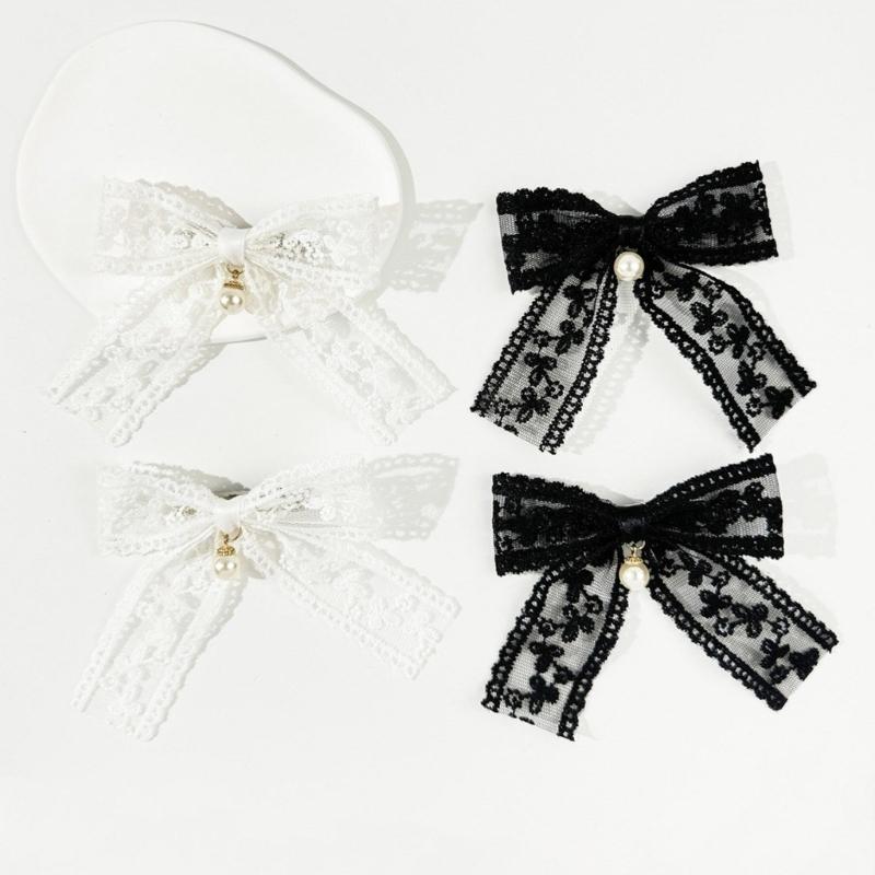 Elegante Haarnadel Schleifen Haarspange Schleifen Perlen 2000er Spitze Büsche Haarstyling