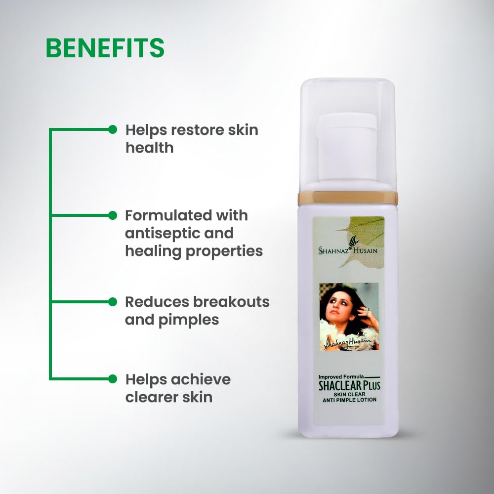 Shahnaz Husain Shaclear Plus Skin Clear Anti Pimple Lotion 100 ml Herbal Skin Clarifying Fluid Turmeric Watery Base
